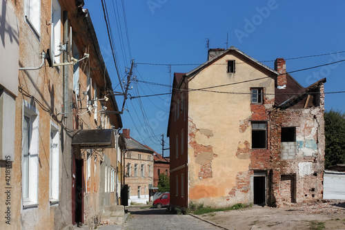 View of the old german ruined buildings in Pravdinsk (prior Friedland), Russia. Pravdinsk was founded in 1312 by the Teutonic Knights. The city is located 53 km. of Kaliningrad (Konigsberg). © Renar