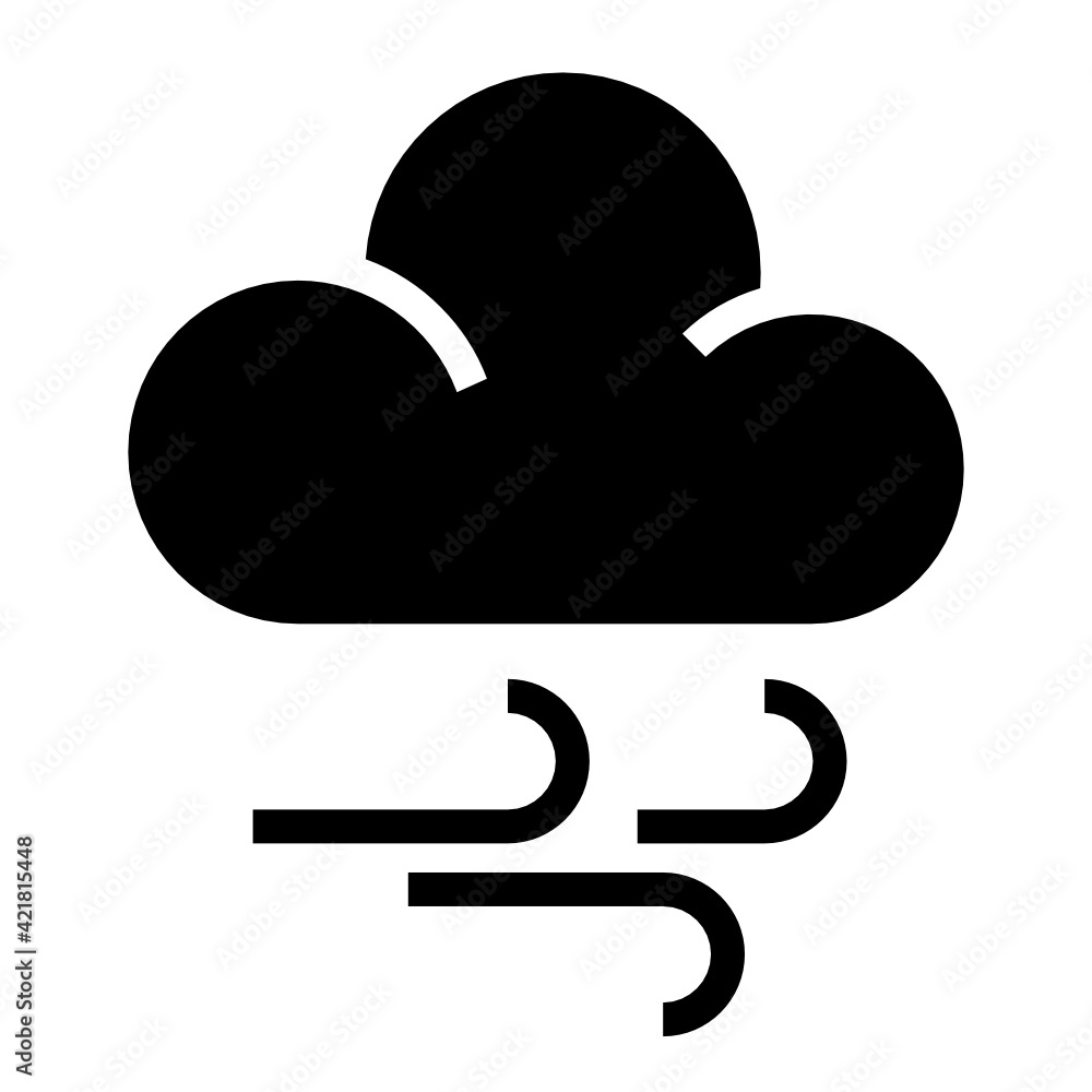 Windy weather icon design solid style Windy weather icon design solid style