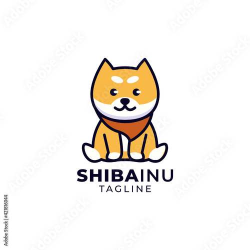 Shibainu dog flat logo design