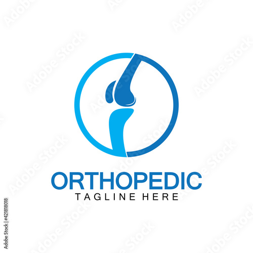 Orthopedic Health Bone Logo vector illustration Design template,Knee Bone Logo designs concept, Health Bone logo symbol icon