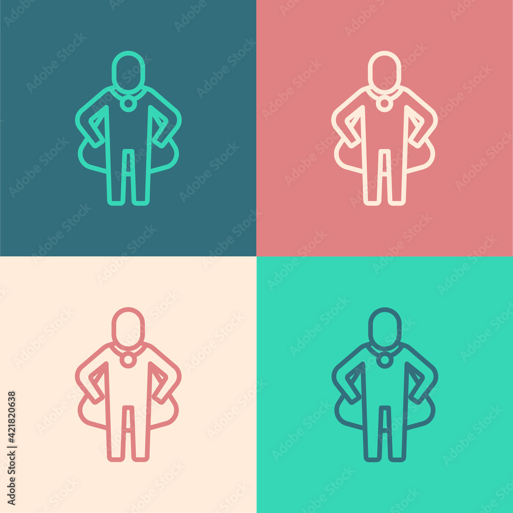 Pop art line Head hunting icon isolated on color background. Business target or Employment sign. Human resource and recruitment for business. Vector Pop art line Head hunting icon isolated on color background. Business target or Employment sign. Human resource and recruitment for business. Vector