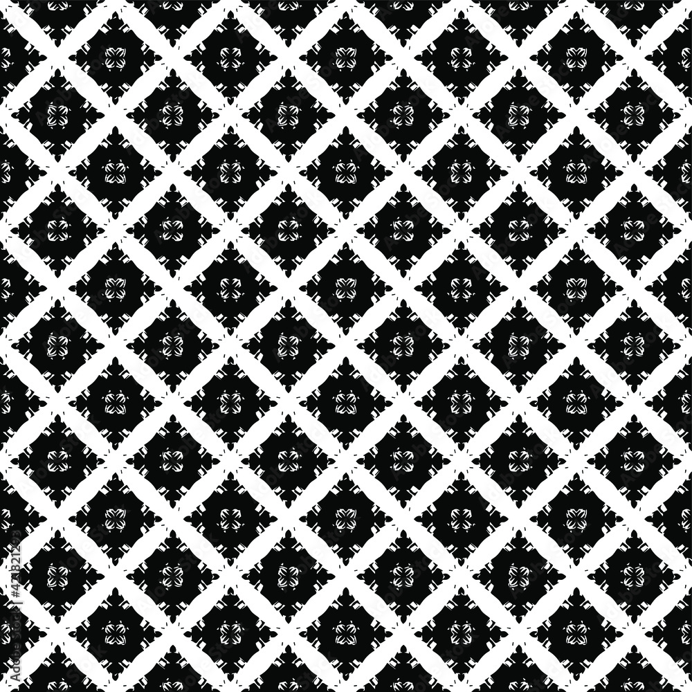 Black and white pattern texture. Bw ornamental graphic design. Mosaic ornaments. Pattern template. Vector illustration.