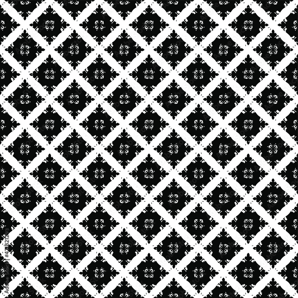 Fototapeta premium Black and white pattern texture. Bw ornamental graphic design. Mosaic ornaments. Pattern template. Vector illustration.