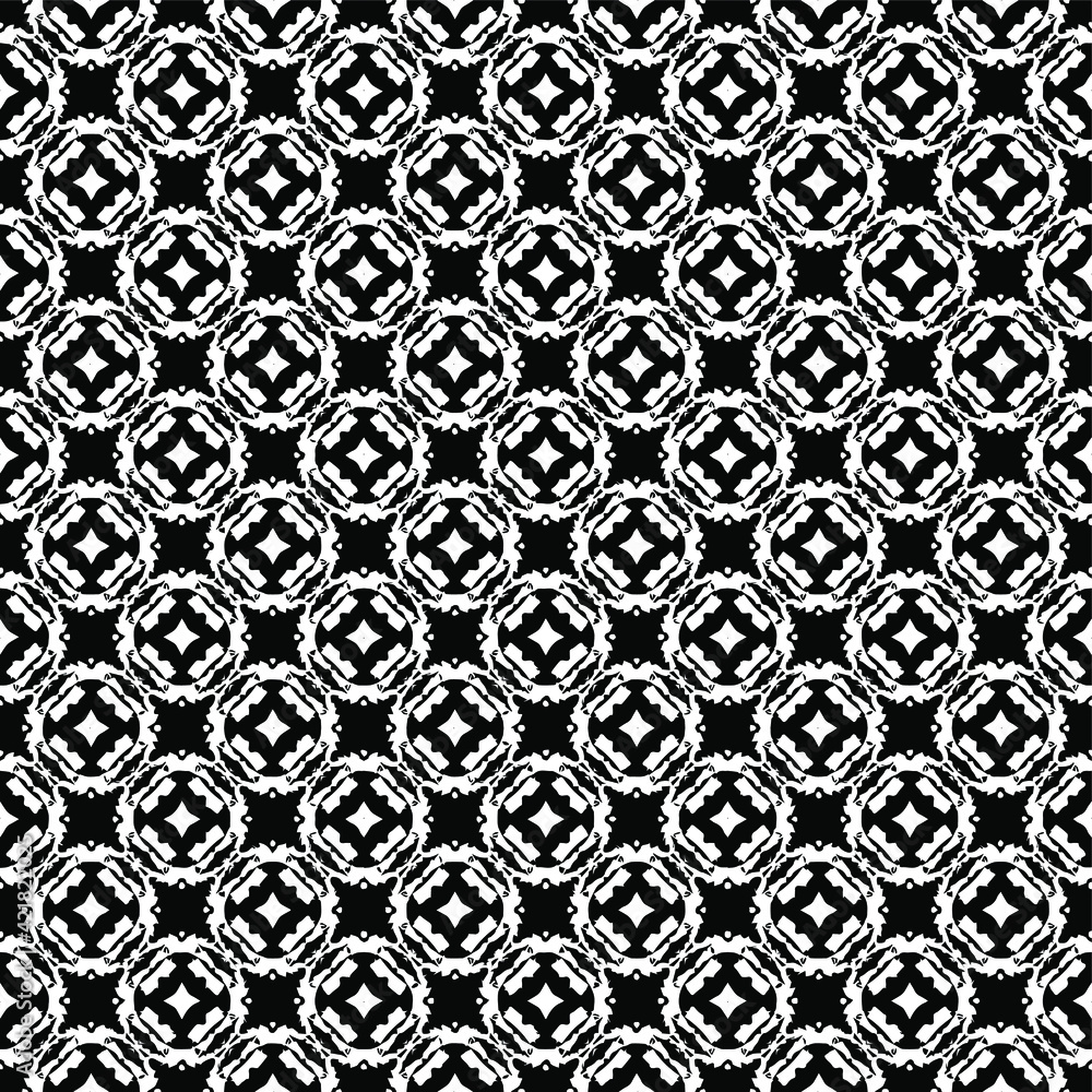 Obraz premium Black and white pattern texture. Bw ornamental graphic design. Mosaic ornaments. Pattern template. Vector illustration.