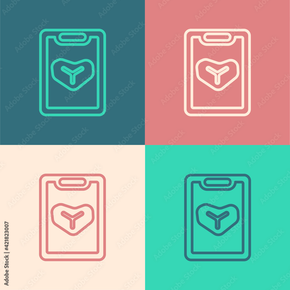Pop art line Restaurant cafe menu icon isolated on color background. Vector Pop art line Restaurant cafe menu icon isolated on color background. Vector