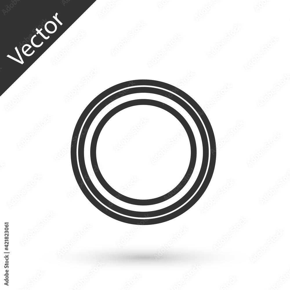 Grey line Plate icon isolated on white background. Cutlery symbol. Restaurant sign. Vector