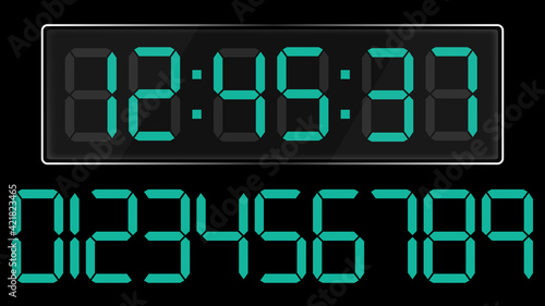 Digital clock number set vector illustration