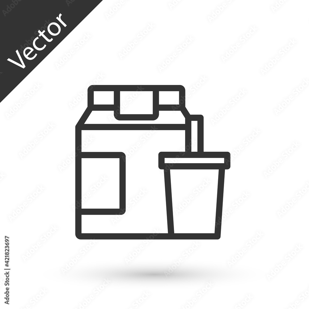 Grey line Online ordering and fast food delivery icon isolated on white background. Vector Grey line Online ordering and fast food delivery icon isolated on white background. Vector