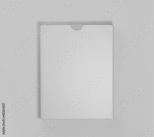 Blank Flat Carton cardboard Box Mockup, White Software Box, package, container, 3d rendering isolated on light background