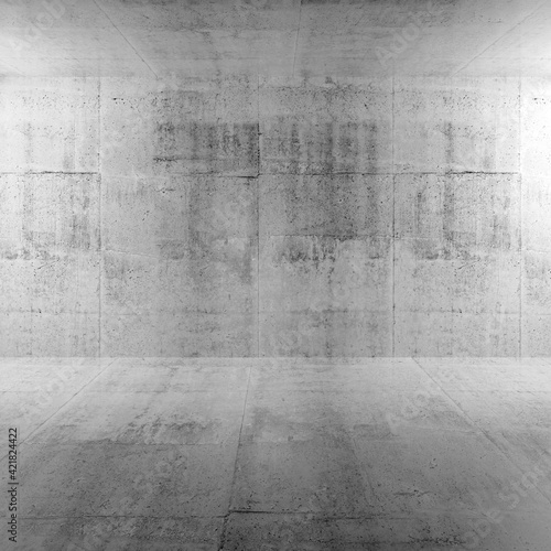 Empty room with concrete wall and floor, 3d