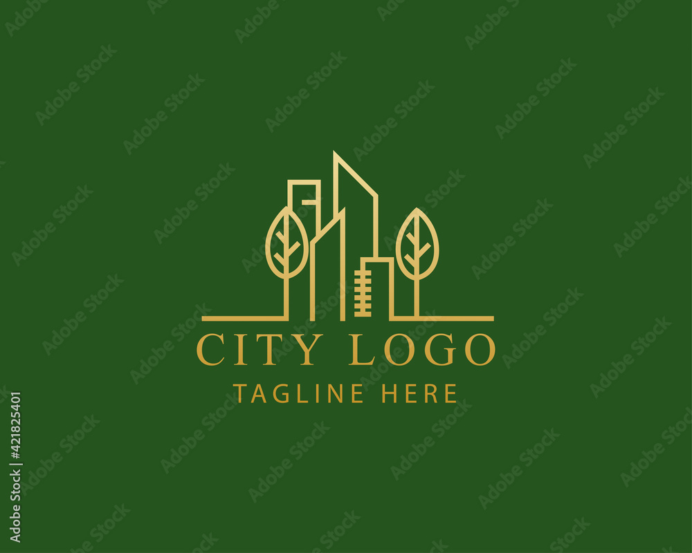 Fototapeta premium city logo line simple city logo building logo skyline