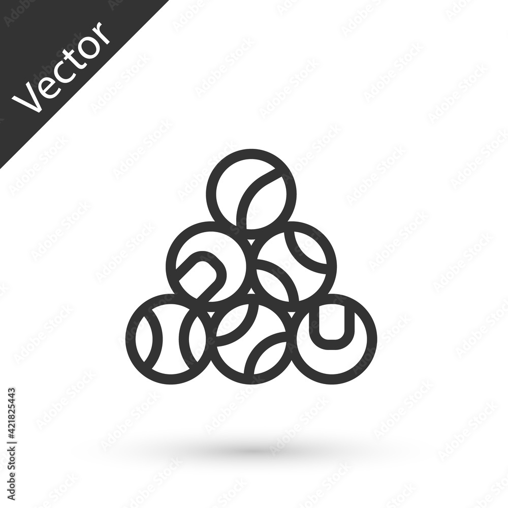 Naklejka premium Grey line Baseball ball icon isolated on white background. Vector