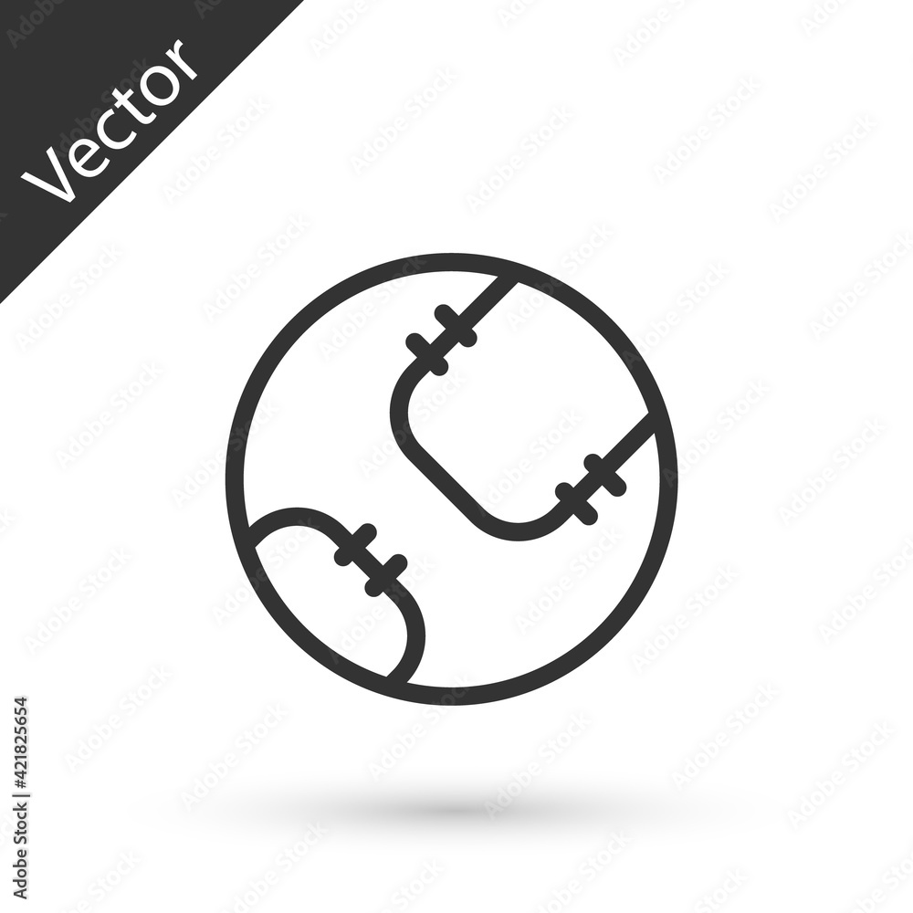Grey line Baseball ball icon isolated on white background. Vector Grey line Baseball ball icon isolated on white background. Vector