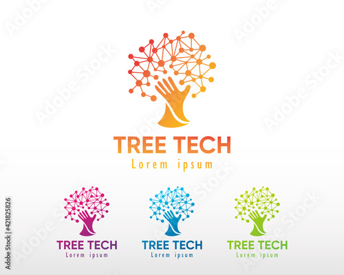 tree tech logo digital tree care tree creative full color photo