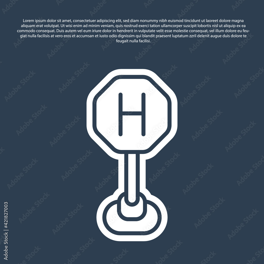 Blue line Hospital road traffic icon isolated on blue background. Traffic rules and safe driving. Vector Blue line Hospital road traffic icon isolated on blue background. Traffic rules and safe driving. Vector