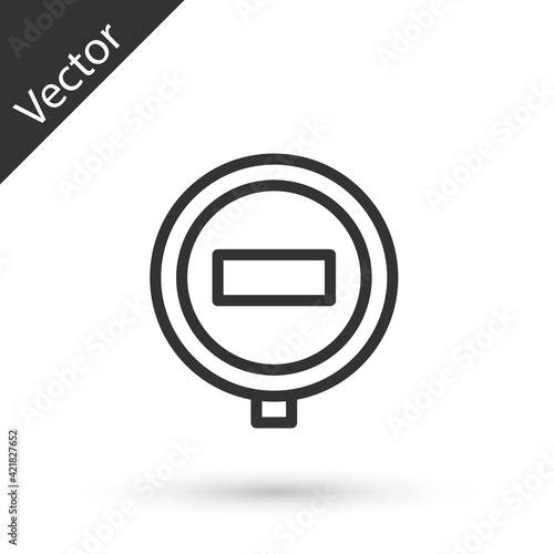 Grey line Stop sign icon isolated on white background. Traffic regulatory warning stop symbol. Vector