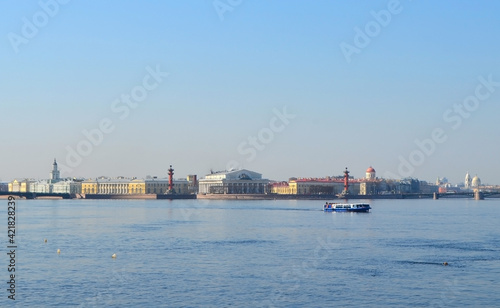 View of the Neva River and the Spit of Vasilievsky Island, Saint-Petersburg, Russia © Elena