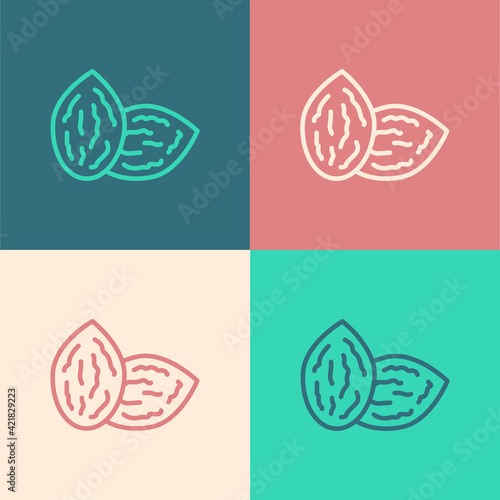 Pop art line Seeds of a specific plant icon isolated on color background. Vector