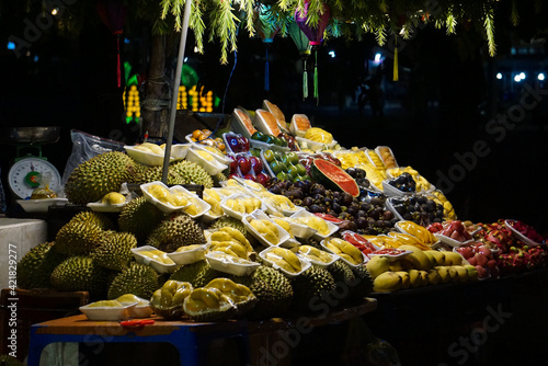 Fruit selection on a night market in Vietnam