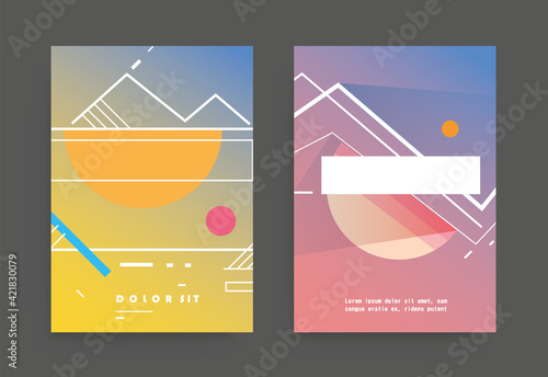 Covers templates set with graphic geometric elements. Applicable for brochures, posters, covers and banners. Vector illustrations.