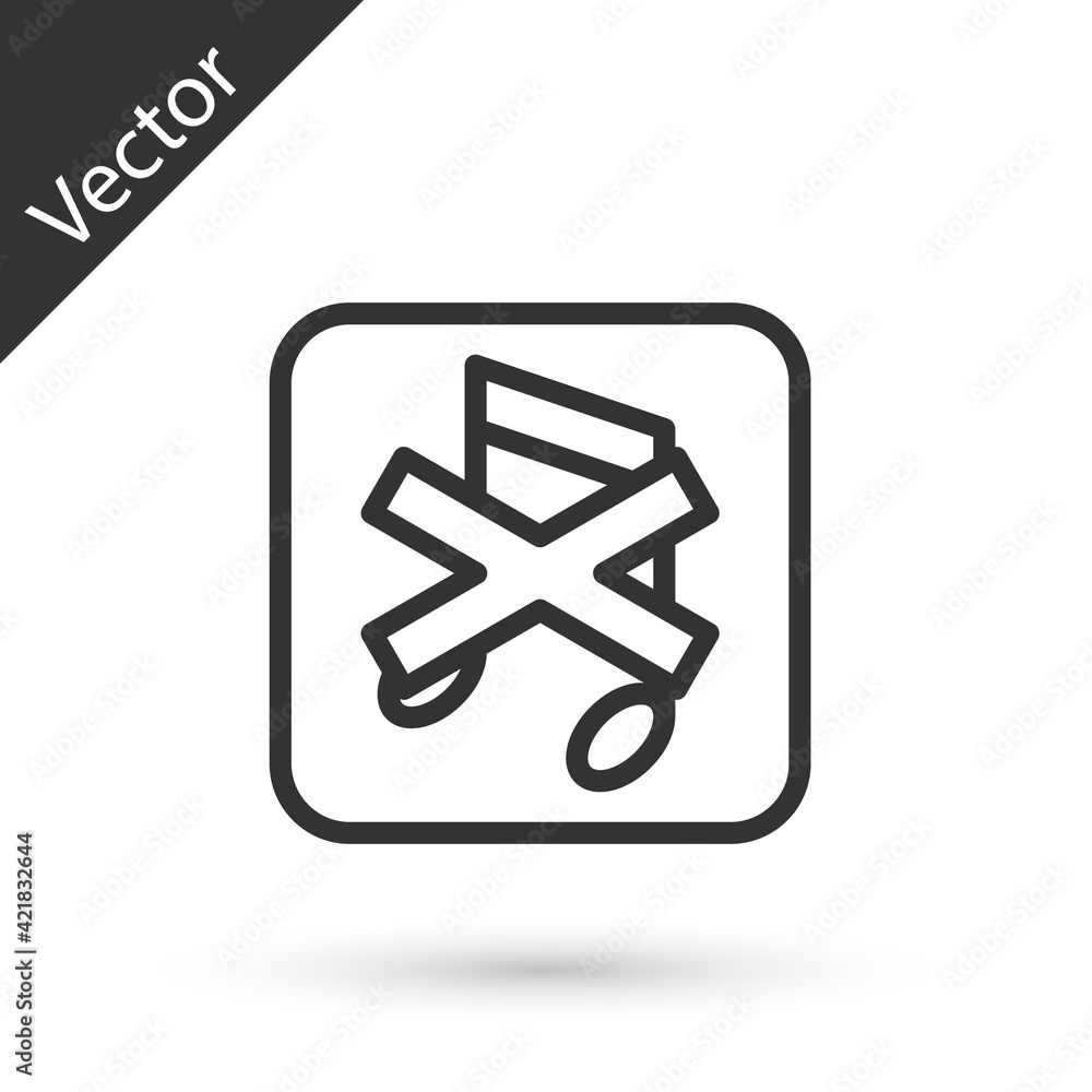 Grey line Speaker mute icon isolated on white background. No sound icon. Volume Off symbol. Vector Grey line Speaker mute icon isolated on white background. No sound icon. Volume Off symbol. Vector