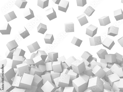 Fototapeta Naklejka Na Ścianę i Meble -  White cubes structure. Abstract futuristic background.