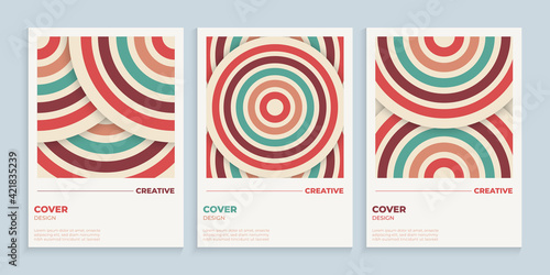 Abstract retro circles cover design with vintage colors © medelwardi