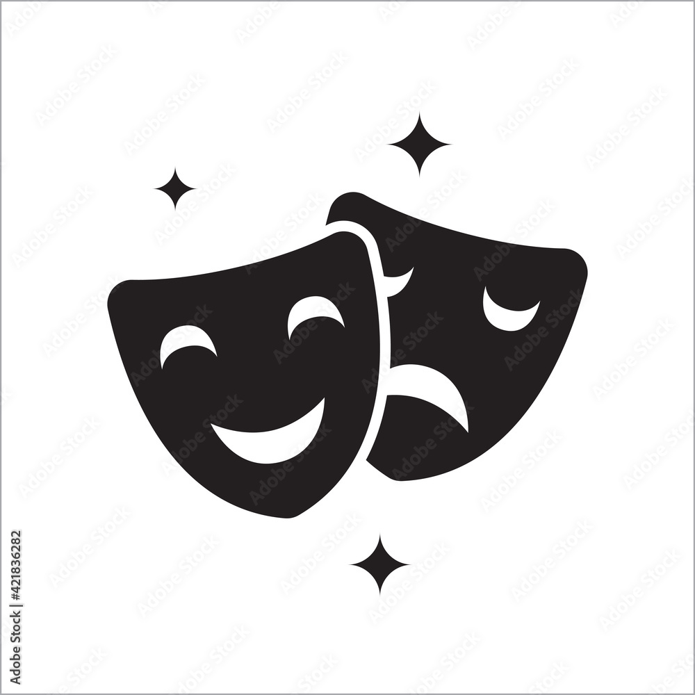 comedy and tragedy theater masks vector template