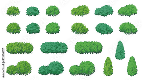 Obraz na płótnie 低木のイラスト素材セット_木の葉の茂み