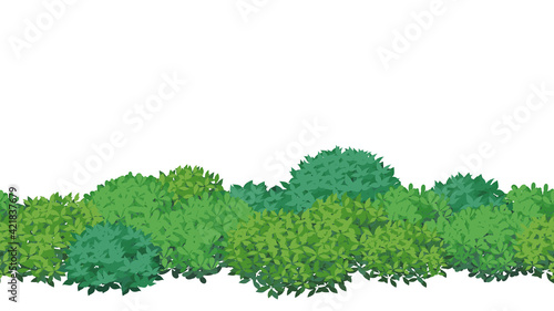低木のフレームイラスト素材_木の葉の茂み_シームレス