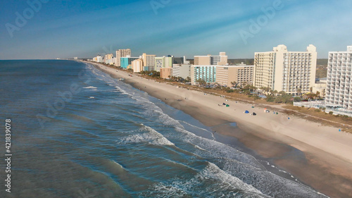 Panoramic aerial view of Myrtle Beach skylineon a sunny day from drone point of view, South Carolina © jovannig