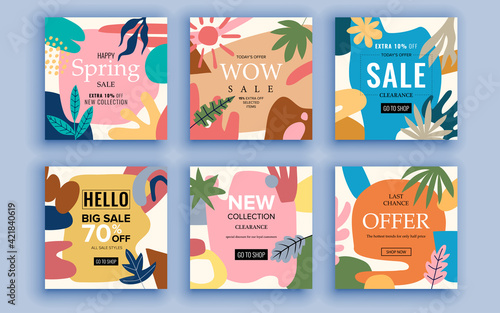 Set of sale banner template design. Vector illustration.