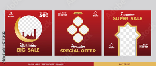 Ramadan post template, social media post template, Ramadan kareem sales banner template, vector illustration.