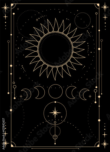 mystical esoteric composition of the sun, moon and stars