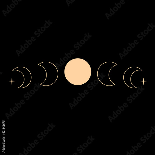 set of simple gold moon phases