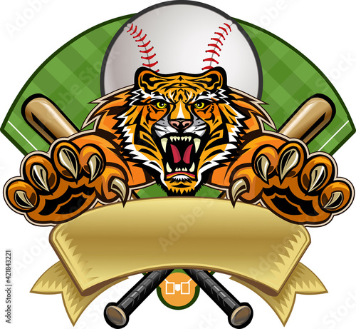 Baseball label tiger