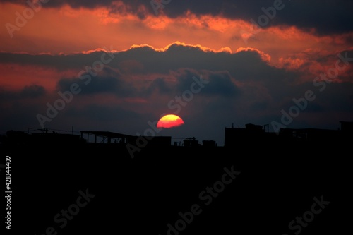 sunset over the city