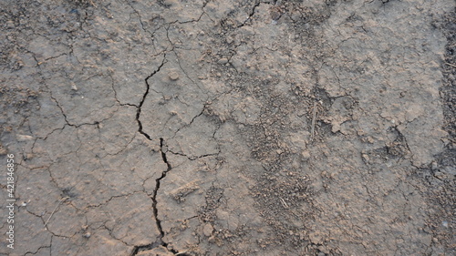 Dry soil surface with sand cracked and drought. Texture background