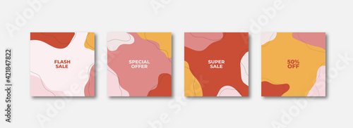 Set of abstract instagram sale post template	

