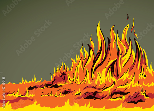 Bright fire. Vector drawing pattern