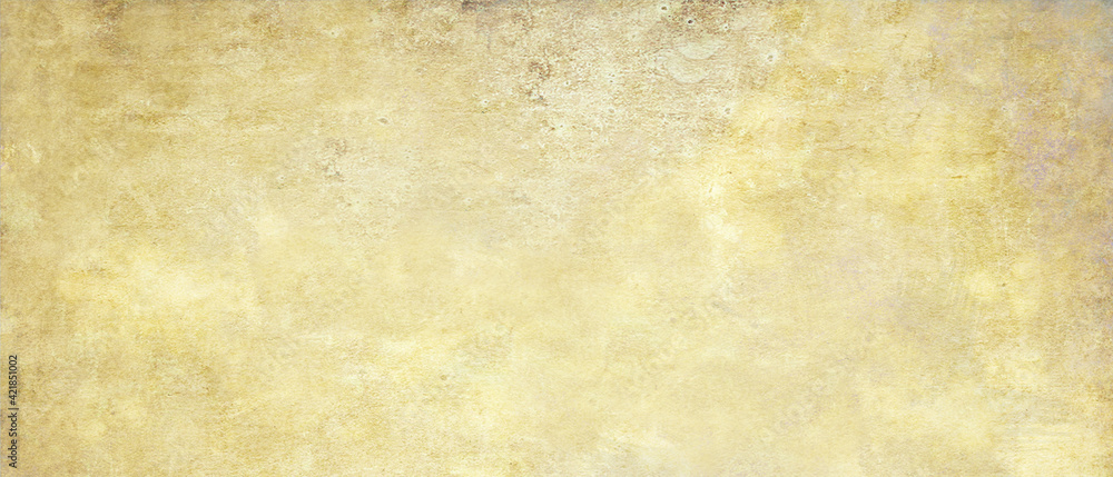 Old paper background illustration with soft blurred watercolor texture. Grunge template for design. Yellow. Brown. Aged wallpaper for cards.