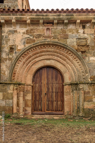 Detail of the church of San Clemente  Huidobro. Romanesque temple of the XII century. Burgos  Castilla y Leon  Spain