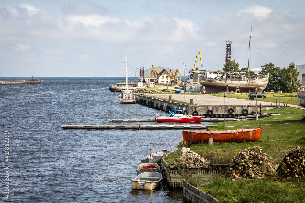 Mersrags bay, Latvia - SEPTEMBER 19, 2013: A fishing bay located in Latvia at Baltic sea.