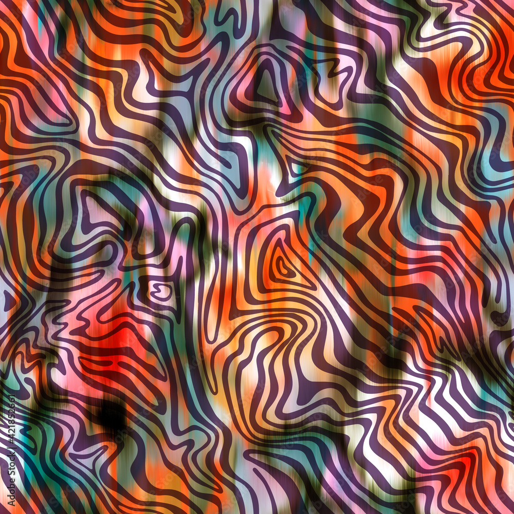 Artistic geometric seamless pattern. Abstract shapes, elements and curved lines. Rippled water ornament. Painted colorful blurred texture. Contemporary ornament for sportswear, textile, fabric. Artistic geometric seamless pattern. Abstract shapes, elements and curved lines. Rippled water ornament. Painted colorful blurred texture. Contemporary ornament for sportswear, textile, fabric.