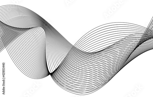 Wave of the many colored lines. Abstract wavy stripes on a white background isolated. Creative line art. Vector illustration EPS 10. Design elements created using the Blend Tool. Curved smooth tape