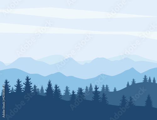 pines and mountains