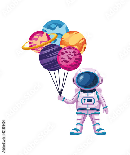 astronaut with planets