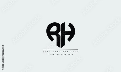 Letter Logo Design with Creative Modern Trendy Typography RH, HR, R, H 