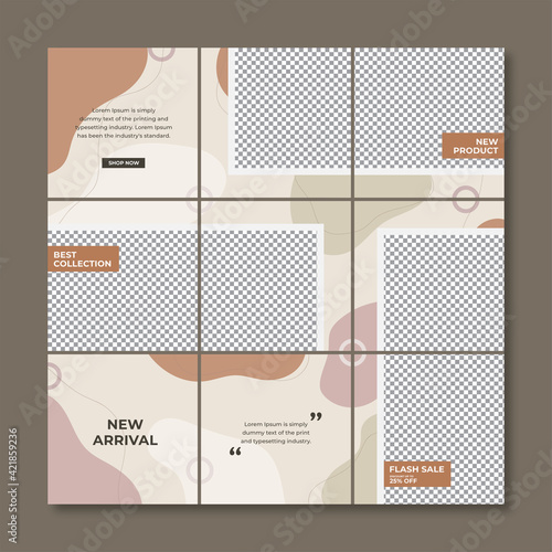 Creative instagram puzzle feed with 9 templates