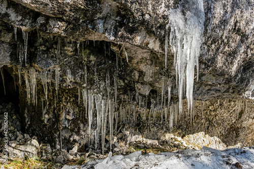 Big icicles on the rock, Poludnica, Low Tatras, Slovakia